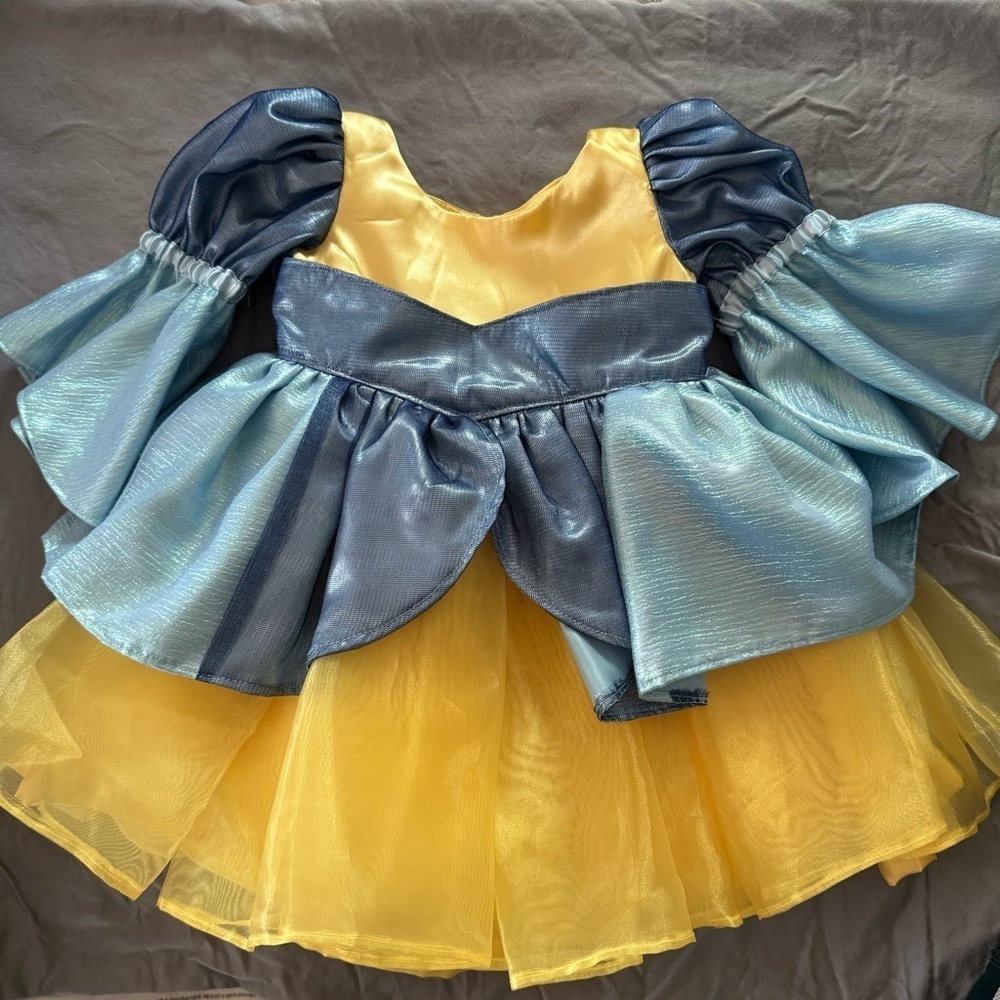 Kids Blue and Yellow Flounder Inspired Princess Costume - Picture 2 of 6